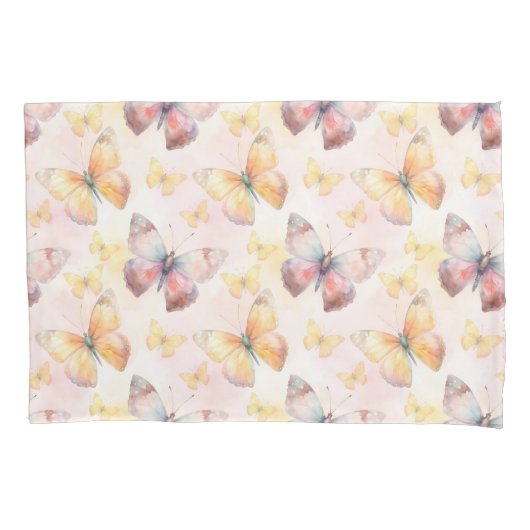 水彩バタフライウィムシー 枕カバー (正面)