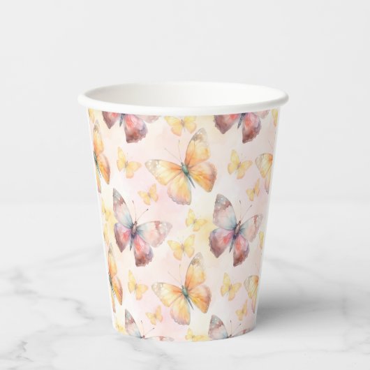 水彩バタフライウィムシー 紙コップ (正面)