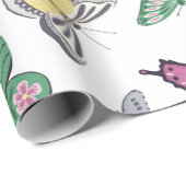 水彩バタフライガーデンパターン ラッピングペーパー (ロールコーナー)