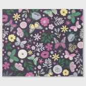 水彩バタフライガーデンパターン ラッピングペーパー (フラット)