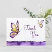 水彩バタフライサンキューカード紫イエロー サンキューカード (スタンド正面)