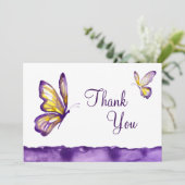 水彩バタフライサンキューカード紫イエロー サンキューカード (スタンド正面)