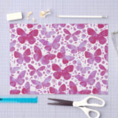 水彩バタフライパターンピンク 薄葉紙 (クラフト)