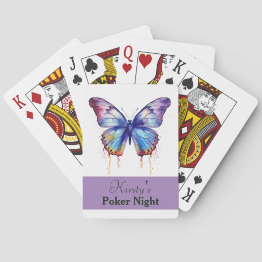 水彩バタフライパーソナライズされたトランプ トランプ (裏面)
