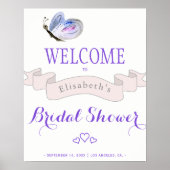 水彩バタフライフランスのブライダルシャワーへようこそ ポスター (正面)