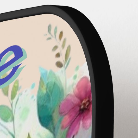 水彩バタフライフローラガーデンパーソナライズされた ピックルボールラケット (左詳細)