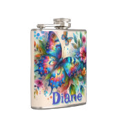 水彩バタフライフローラガーデンパーソナライズされた フラスク (右)
