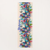 水彩バタフライフローラガーデンパーソナライズされた ヨガマット (裏面)