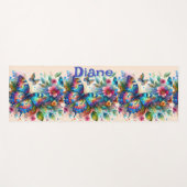 水彩バタフライフローラガーデンパーソナライズされた ヨガマット (正面(横))