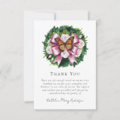 水彩バタフライフローラ悔やみや弔慰葬儀 サンキューカード (正面)