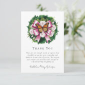 水彩バタフライフローラ悔やみや弔慰葬儀 サンキューカード (スタンド正面)