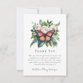 水彩バタフライフローラ悔やみや弔慰葬儀 サンキューカード (正面)