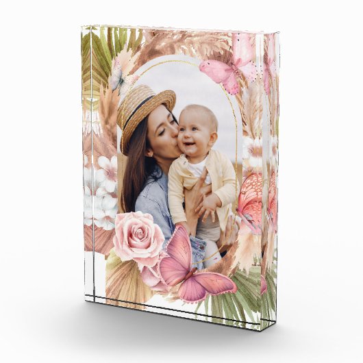 水彩バタフライフローラ母の日 フォトブロック (右)