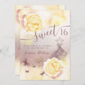 水彩バタフライフローラ牡丹甘16 招待状 (正面/裏面)