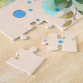 水彩バタフライフローラ花青ピンク ジグソーパズル (側面)