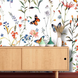 水彩バタフライフローラ 壁紙