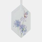 水彩バタフライブルーガーデンフラワー ガラスオーナメント (正面右)