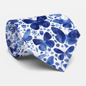 水彩バタフライブルー ネクタイ (ロール)