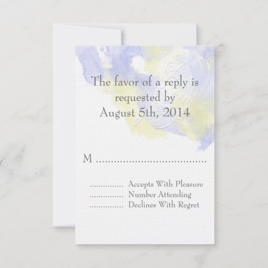 水彩バタフライペリウィンクルレモネードRSVP 出欠カード (裏面)