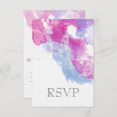 水彩バタフライラズベリーブリスRSVP 出欠カード (正面/裏面)