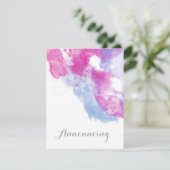 水彩バタフライラズベリー婚約アナウンチ 案内状 (スタンド正面)