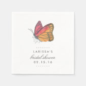 水彩バタフライレッドブライダルシャワー スタンダードカクテルナプキン (正面)
