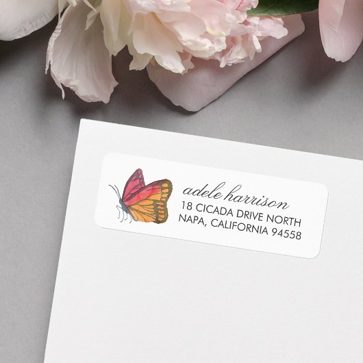 水彩バタフライレッド ラベル