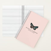 水彩バタフライロゴ赤面ピンクかわいらし ノートブック (内側)