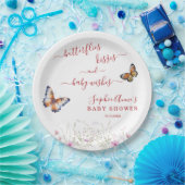 水彩バタフライワイルドフラワーベビーシャワー ペーパープレート (パーティー)
