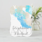 水彩バタフライ海ショア結婚の出現 招待状 (スタンド正面)