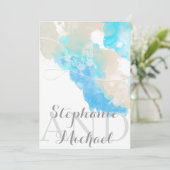 水彩バタフライ海ショア結婚の出現 招待状 (スタンド正面)