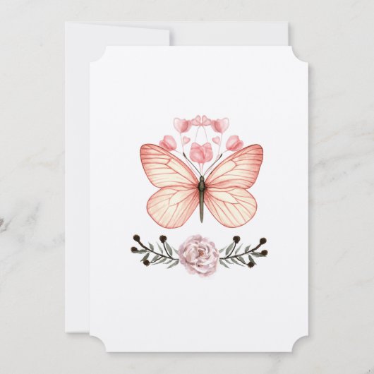 水彩バタフライ結婚式招待状 招待状 (裏面)