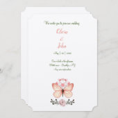 水彩バタフライ結婚式招待状 招待状 (正面/裏面)