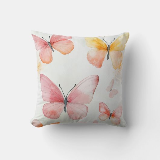 水彩バタフライ装飾用クッション クッション (正面)