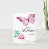 水彩バタフライ誕生日カード カード (正面)