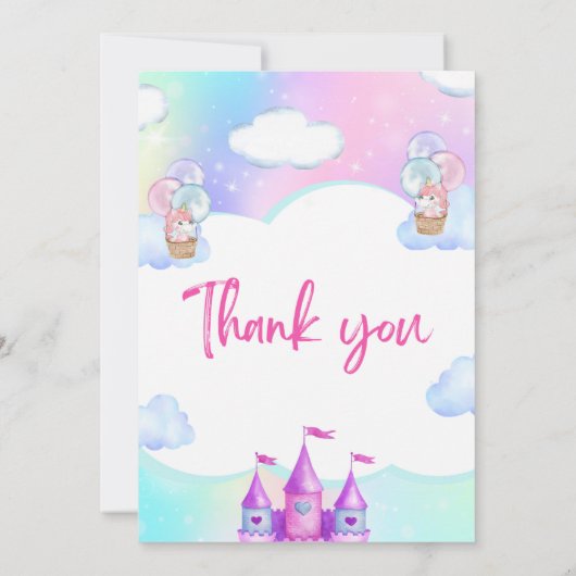 水彩バタフライ1st誕生日の招待状 招待状 (裏面)