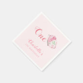 水彩バタフライ1st誕生日パーティーピンク スタンダードカクテルナプキン (角)