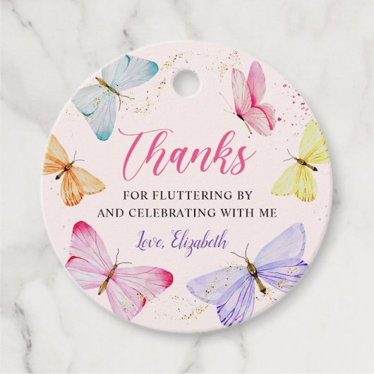 水彩バタフライ1st誕生日 フェイバータグ (正面)