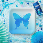 水彩バタフライ – スカイブルー ペーパープレート (パーティー)