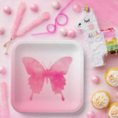 水彩バタフライ – 明るい赤紫色とピンク ペーパープレート (パーティー)