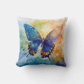 水彩バタフライ – 芸術的装飾用クッション クッション (正面)