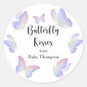水彩バタフライ – 蝶キス ラウンドシール (正面)