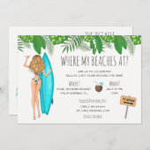 水彩バチェロレッテサーフビーチパーティー 招待状 (正面/裏面)