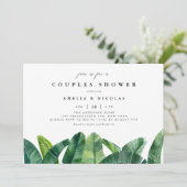 水彩バナナパーム葉カップルシャワー 招待状 (スタンド正面)