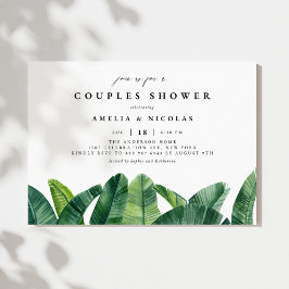 水彩バナナパーム葉カップルシャワー 招待状