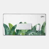 水彩バナナパーム葉パーソナライズされた品 デスクマット (キーボード&マウス)