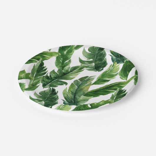 水彩バナナ離れ類熱帯模様 ペーパープレート (アングル)