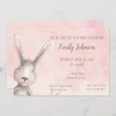 水彩バニーうさパーソナライズされたぎベビーシャワー 招待状 (正面/裏面)