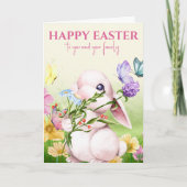 水彩バニーと蝶イースター カード (正面)