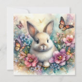 水彩バニーと蝶フローラ復活祭 シーズンカード (正面)